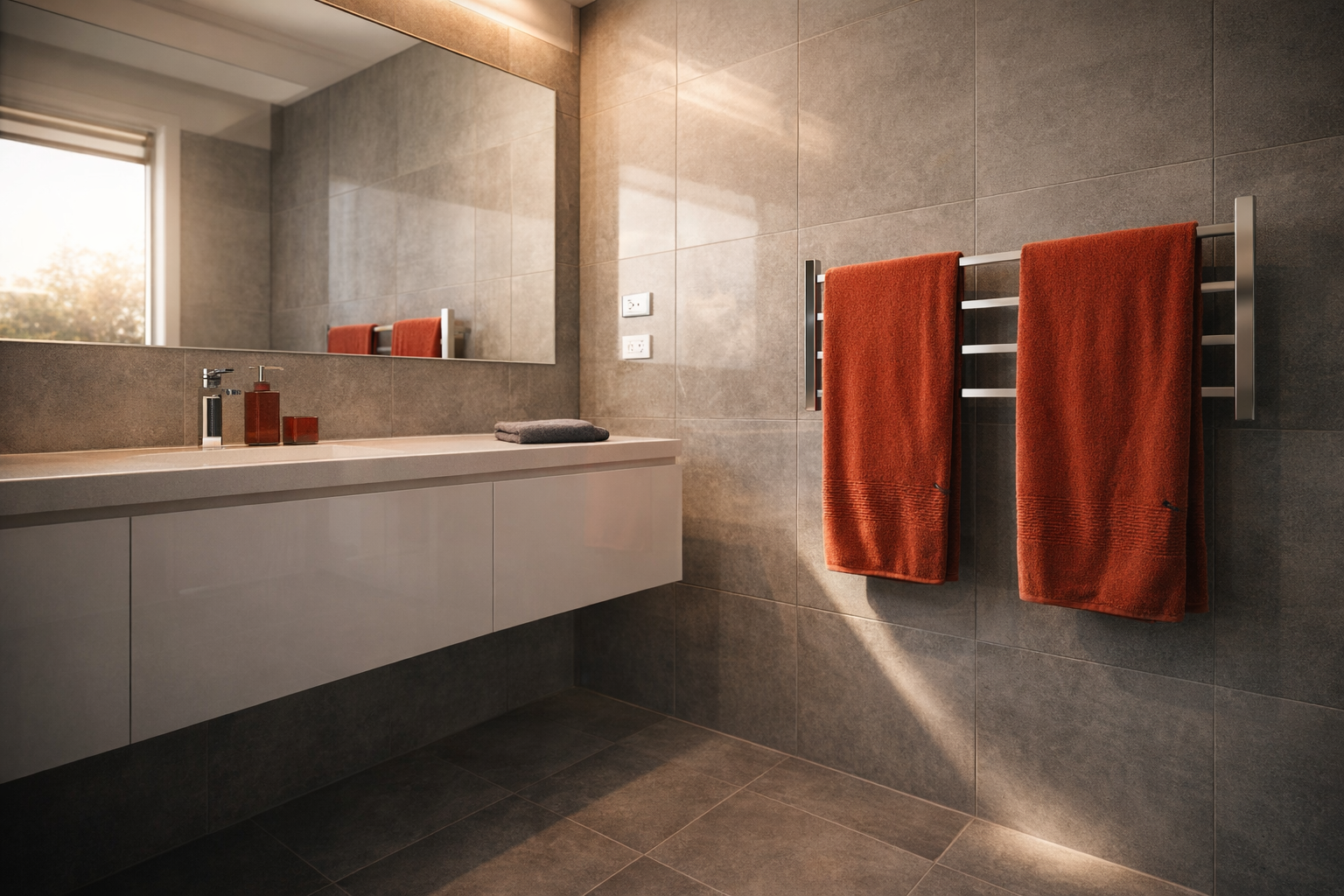 Bathroom Towel Rack Orange Towels