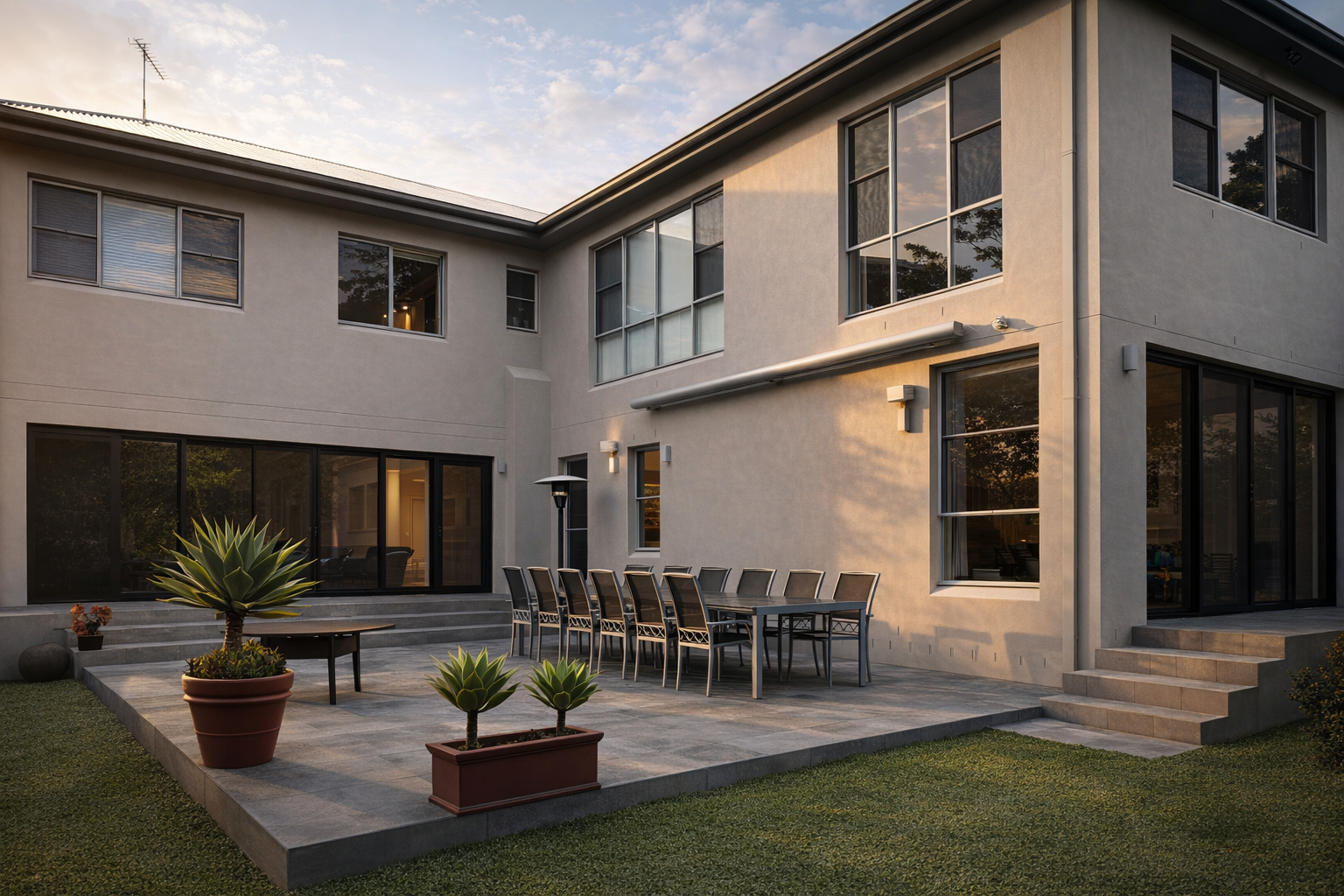 Modern Two Story House Patio